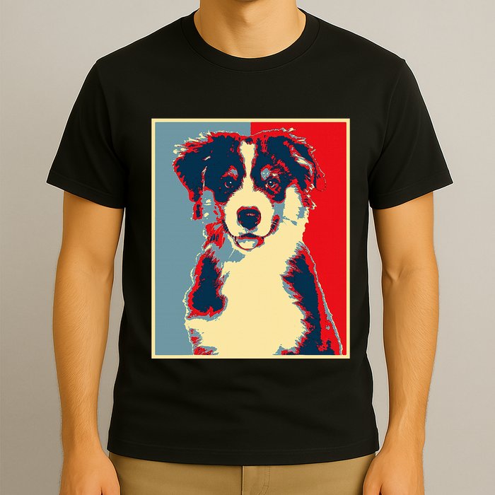Dog Artwork Aussie Vintage Silhouette Australian Shepherd T-Shirt