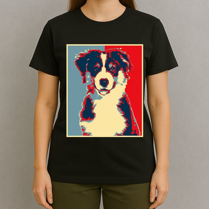 Dog Artwork Aussie Vintage Silhouette Australian Shepherd T-Shirt