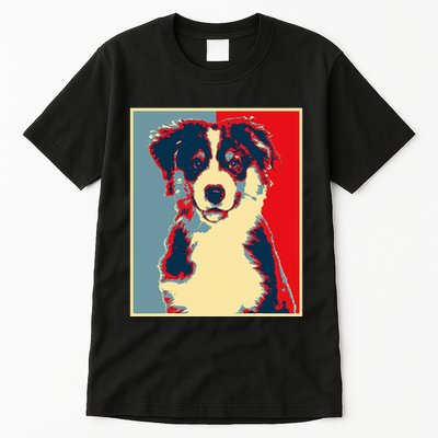 Dog Artwork Aussie Vintage Silhouette Australian Shepherd Tall T-Shirt