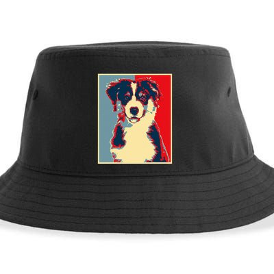 Dog Artwork Aussie Vintage Silhouette Australian Shepherd Sustainable Bucket Hat