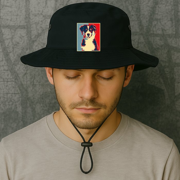 Dog Artwork Aussie Vintage Silhouette Australian Shepherd Bucket Hat
