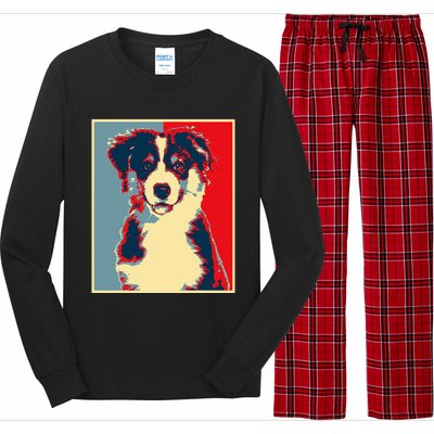 Dog Artwork Aussie Vintage Silhouette Australian Shepherd Long Sleeve Pajama Set