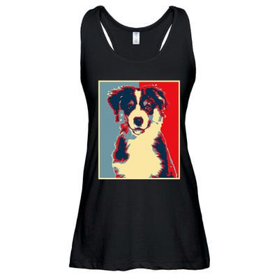 Dog Artwork Aussie Vintage Silhouette Australian Shepherd Ladies Essential Flowy Tank