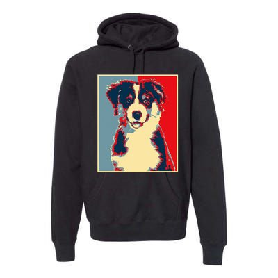 Dog Artwork Aussie Vintage Silhouette Australian Shepherd Premium Hoodie