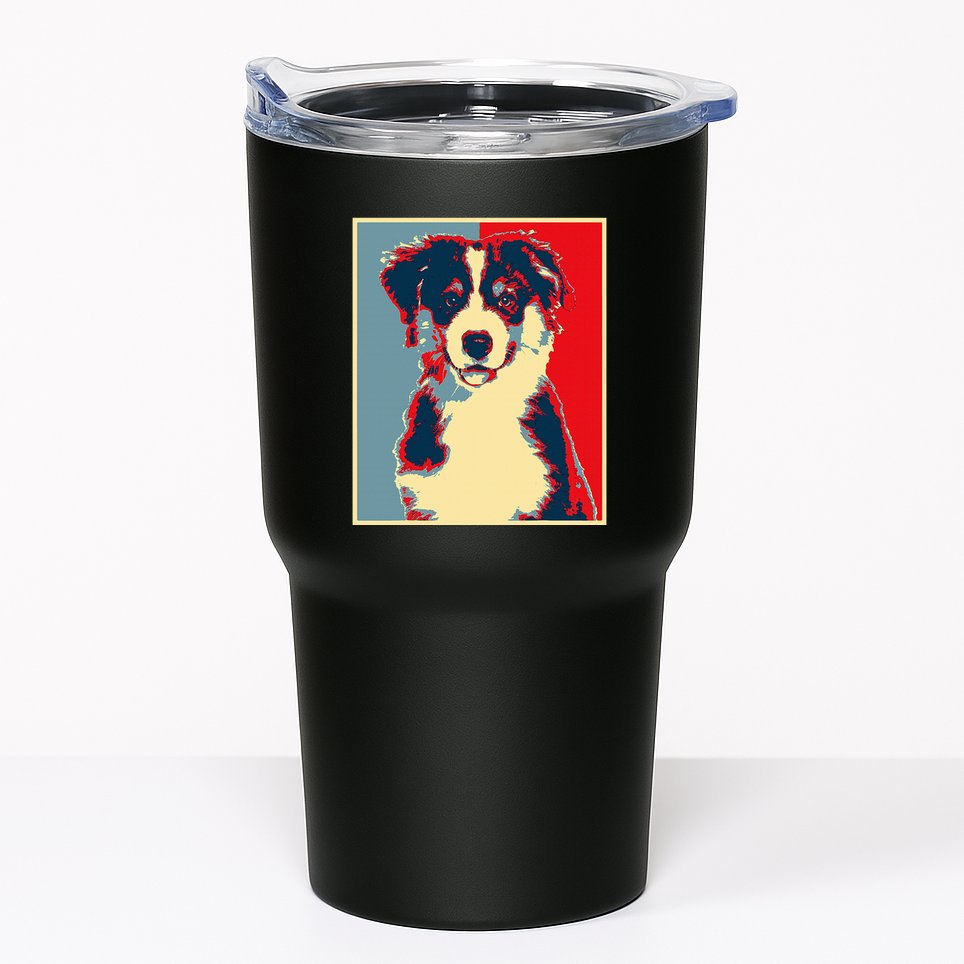 Dog Artwork Aussie Vintage Silhouette Australian Shepherd Tumbler