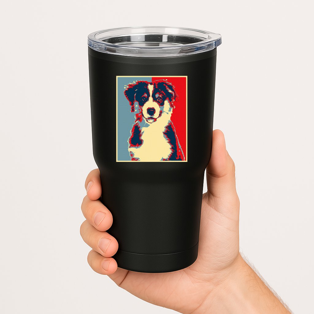 Dog Artwork Aussie Vintage Silhouette Australian Shepherd Tumbler