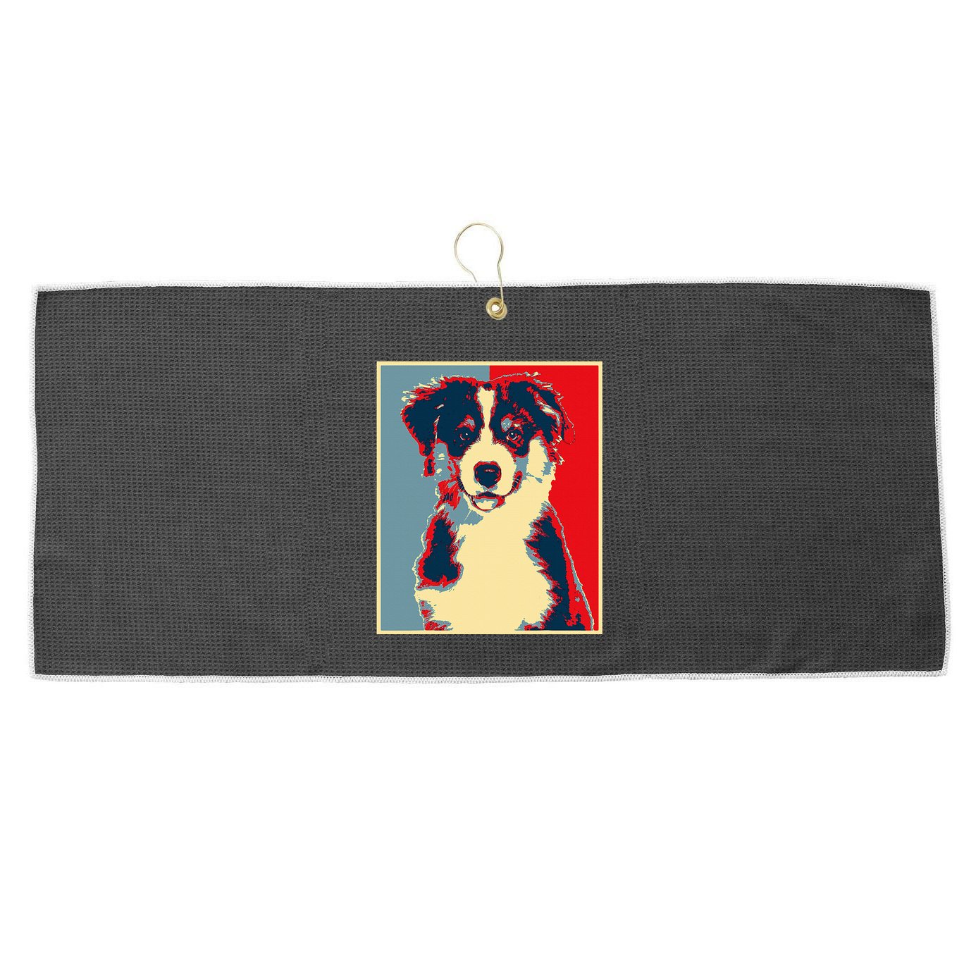 Dog Artwork Aussie Vintage Silhouette Australian Shepherd Large Microfiber Waffle Golf Towel