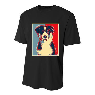 Dog Artwork Aussie Vintage Silhouette Australian Shepherd Youth Performance Sprint T-Shirt