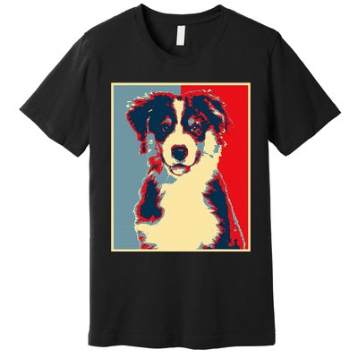 Dog Artwork Aussie Vintage Silhouette Australian Shepherd Premium T-Shirt