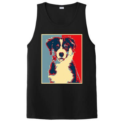 Dog Artwork Aussie Vintage Silhouette Australian Shepherd PosiCharge Competitor Tank