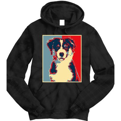 Dog Artwork Aussie Vintage Silhouette Australian Shepherd Tie Dye Hoodie