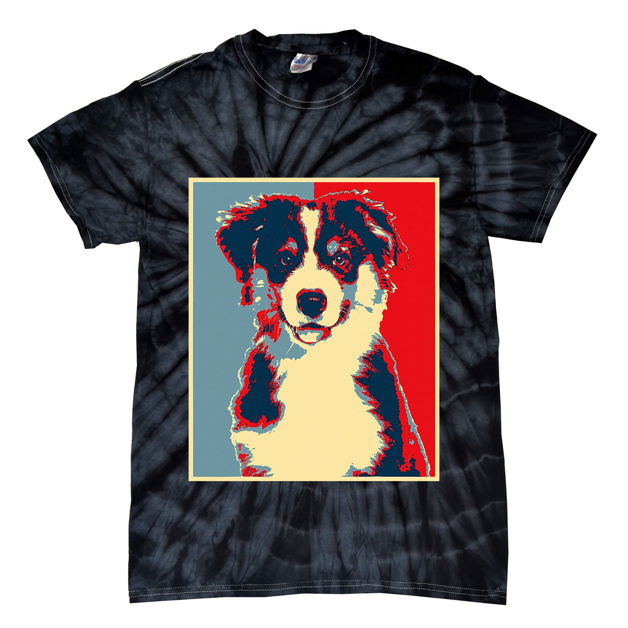 Dog Artwork Aussie Vintage Silhouette Australian Shepherd Tie-Dye T-Shirt