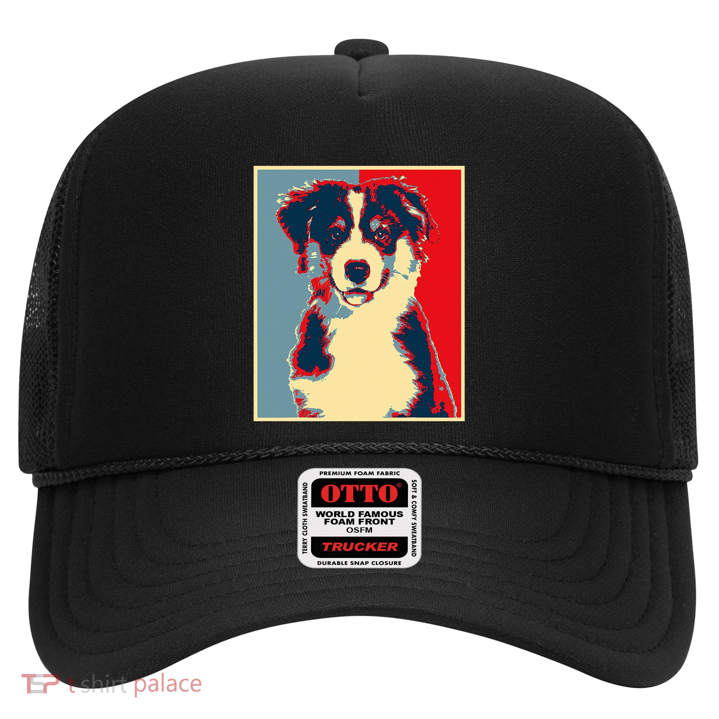 Dog Artwork Aussie Vintage Silhouette Australian Shepherd Trucker Hat