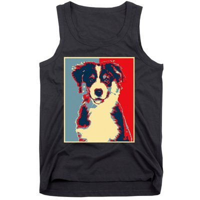 Dog Artwork Aussie Vintage Silhouette Australian Shepherd Tank Top