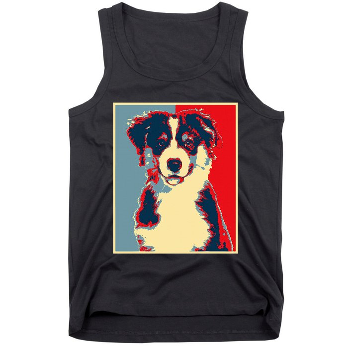 Dog Artwork Aussie Vintage Silhouette Australian Shepherd Tank Top