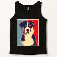 Dog Artwork Aussie Vintage Silhouette Australian Shepherd Tank Top