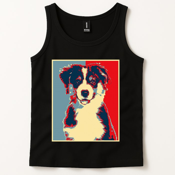 Dog Artwork Aussie Vintage Silhouette Australian Shepherd Tank Top