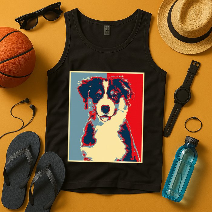 Dog Artwork Aussie Vintage Silhouette Australian Shepherd Tank Top