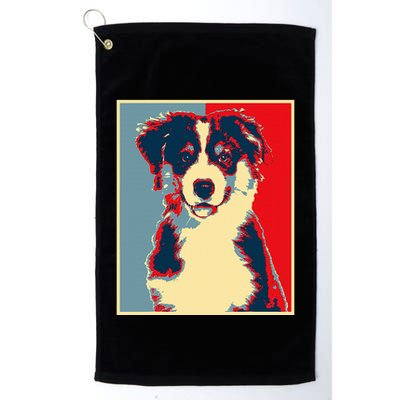 Dog Artwork Aussie Vintage Silhouette Australian Shepherd Golf Towel