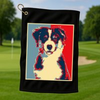 Dog Artwork Aussie Vintage Silhouette Australian Shepherd Golf Towel