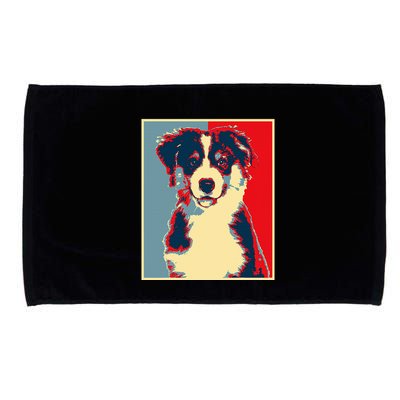 Dog Artwork Aussie Vintage Silhouette Australian Shepherd Microfiber Hand Towel