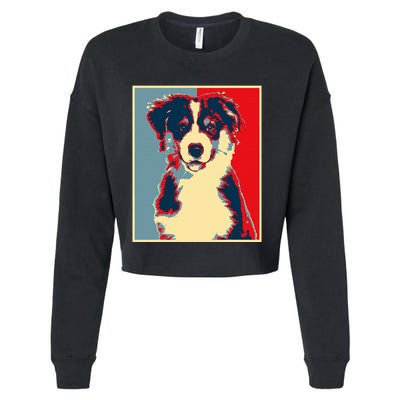 Dog Artwork Aussie Vintage Silhouette Australian Shepherd Cropped Pullover Crew
