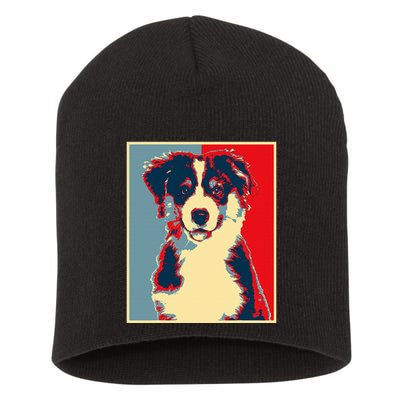 Dog Artwork Aussie Vintage Silhouette Australian Shepherd Short Acrylic Beanie