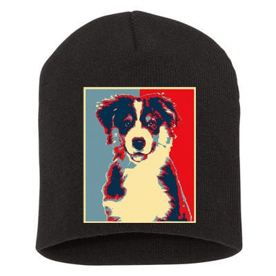 Dog Artwork Aussie Vintage Silhouette Australian Shepherd Short Acrylic Beanie