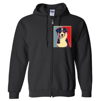 Dog Artwork Aussie Vintage Silhouette Australian Shepherd Full Zip Hoodie