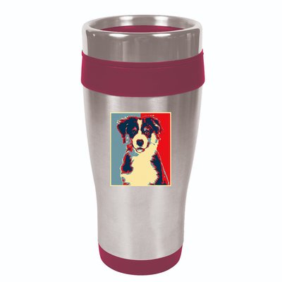 Dog Artwork Aussie Vintage Silhouette Australian Shepherd 16oz Travel Tumbler