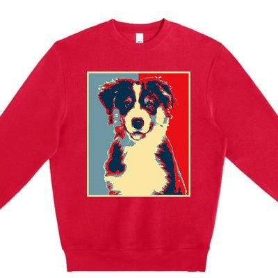 Dog Artwork Aussie Vintage Silhouette Australian Shepherd Premium Crewneck Sweatshirt