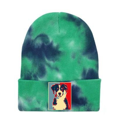 Dog Artwork Aussie Vintage Silhouette Australian Shepherd Tie Dye 12in Knit Beanie