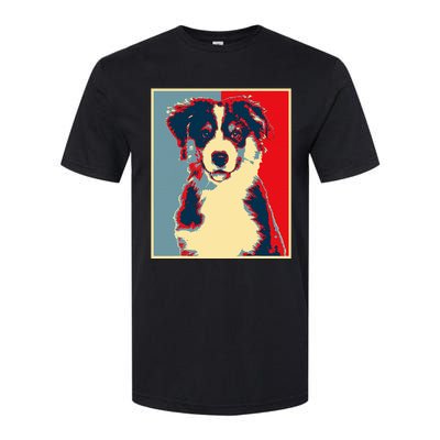 Dog Artwork Aussie Vintage Silhouette Australian Shepherd Softstyle CVC T-Shirt