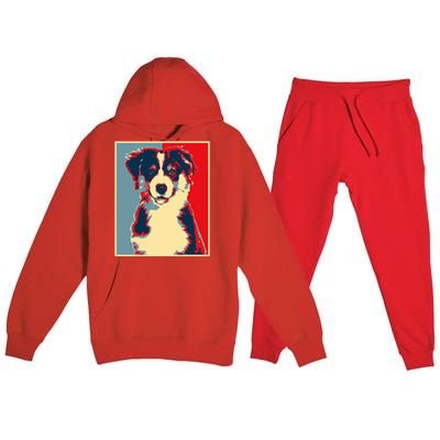 Dog Artwork Aussie Vintage Silhouette Australian Shepherd Premium Hooded Sweatsuit Set