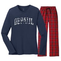 Depaul Athletic Arch College University Alumni Women's Long Sleeve Flannel Pajama Set 