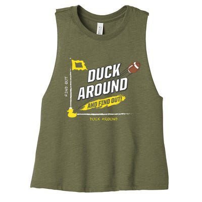 Duck Around And Find Out Football Fans Women's Racerback Cropped Tank