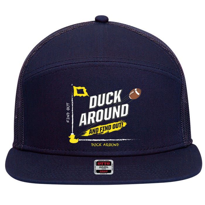 Duck Around And Find Out Football Fans 7 Panel Mesh Trucker Snapback Hat