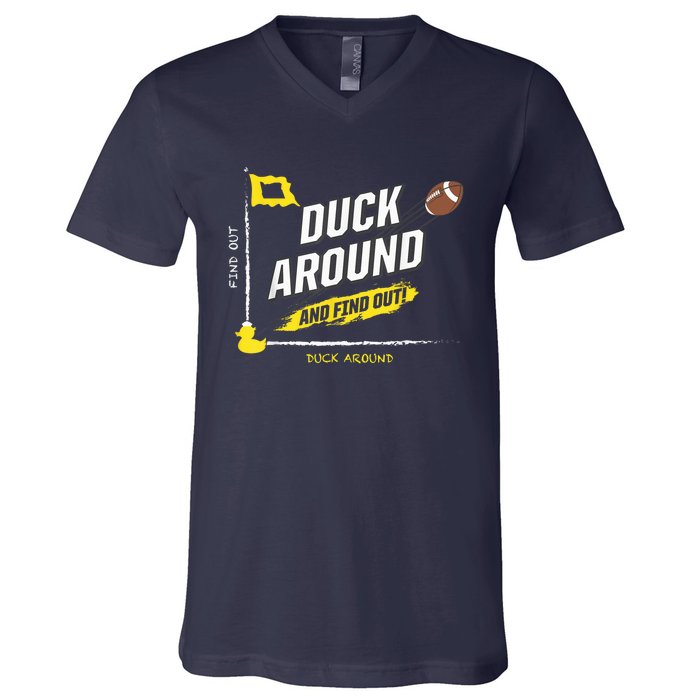 Duck Around And Find Out Football Fans V-Neck T-Shirt