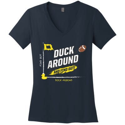 Duck Around And Find Out Football Fans Women's V-Neck T-Shirt