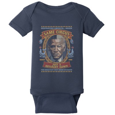 Destroying America Again Same Circus Just A Different Clown Baby Bodysuit