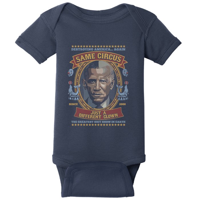 Destroying America Again Same Circus Just A Different Clown Baby Bodysuit
