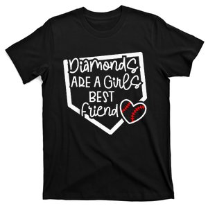 Diamonds Are A Girls Best Friend Baseball Softball Moms T-Shirt