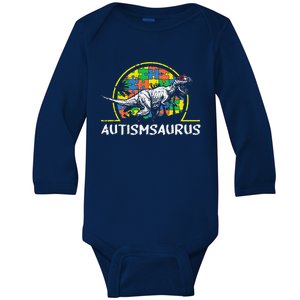 Dinosaur Autism Awareness Gifts For Cute TRex Saurus Baby Long Sleeve Bodysuit