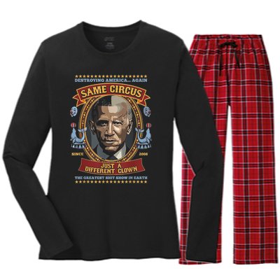 Destroying America Again Same Circus Just Different Clown Women's Long Sleeve Flannel Pajama Set 