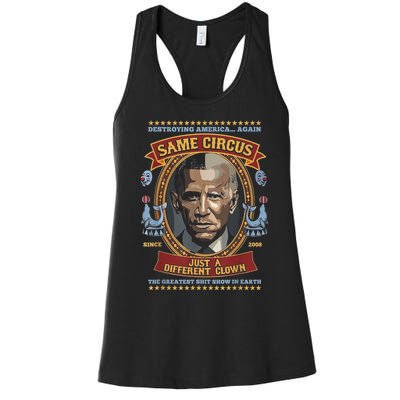 Destroying America Again Same Circus Just Different Clown Women's Racerback Tank