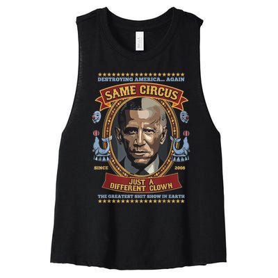 Destroying America Again Same Circus Just Different Clown Women's Racerback Cropped Tank