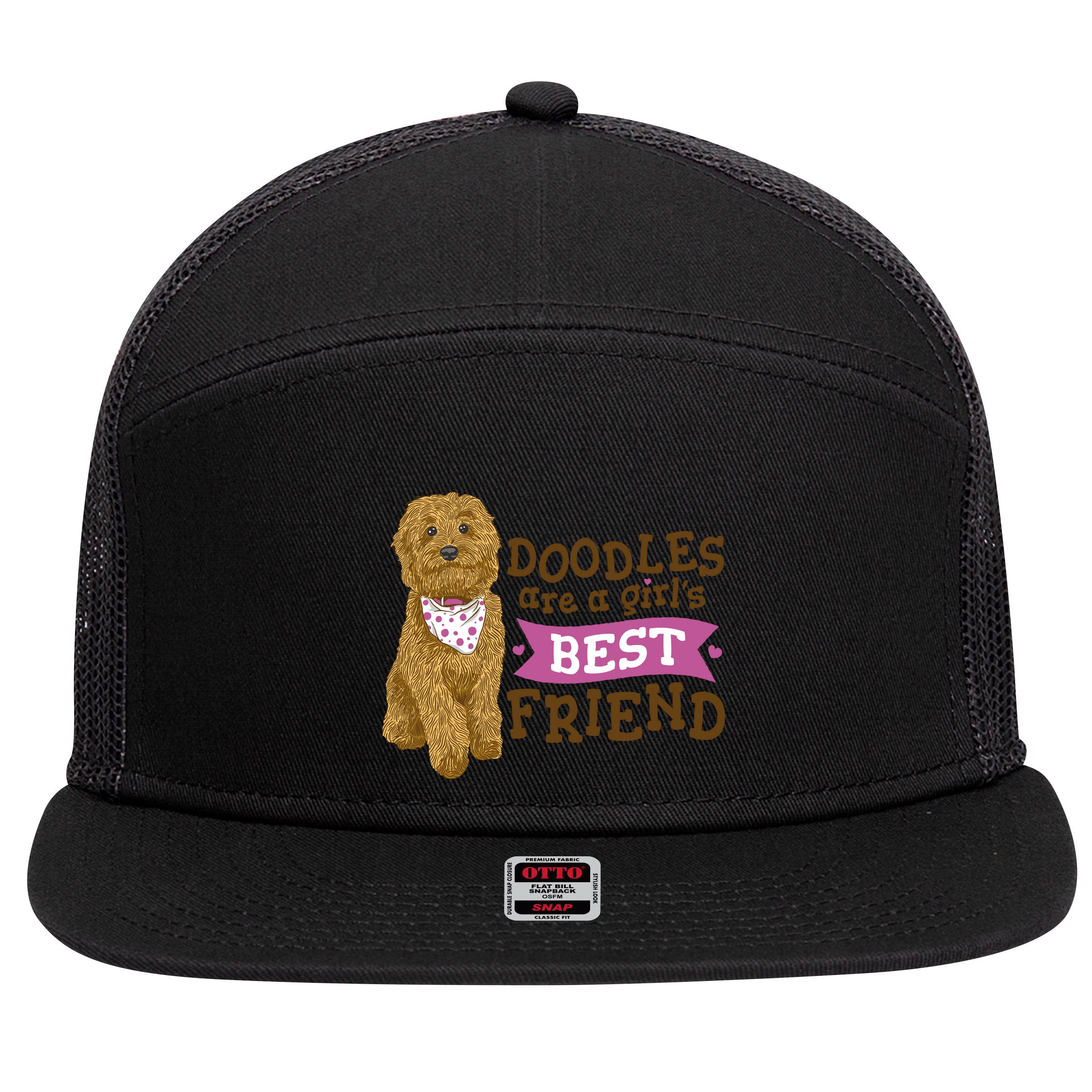 Doodles Are A Girls Best Friend 7 Panel Mesh Trucker Snapback Hat