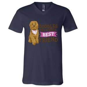 Doodles Are A Girls Best Friend V-Neck T-Shirt