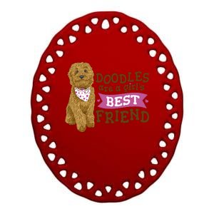 Doodles Are A Girls Best Friend Ceramic Oval Ornament