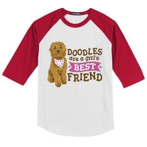 Doodles Are A Girls Best Friend Kids Colorblock Raglan Jersey